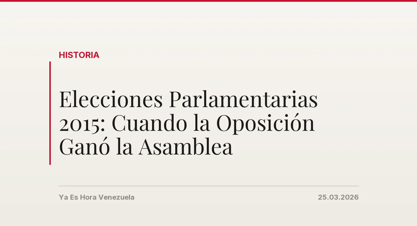 Elecciones Parlamentarias 2015: Cuando la Oposición Ganó la Asamblea