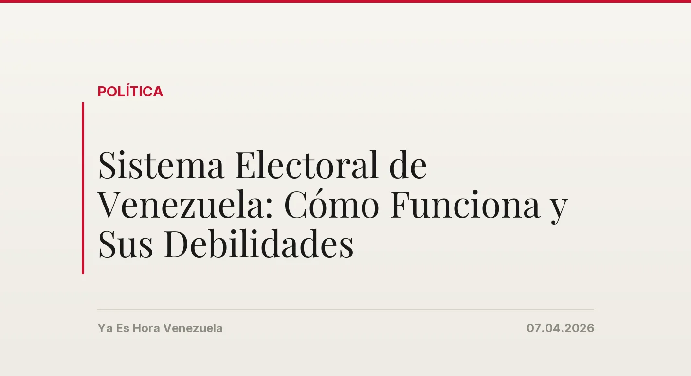 Sistema Electoral de Venezuela: Cómo Funciona y Sus Debilidades